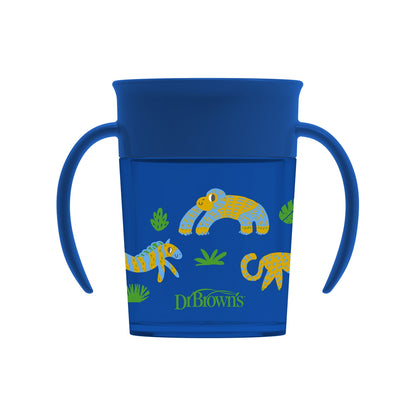 Dr Brown's Cheers 360 Jungle Fun Cup w/ Lid & Handles 7oz - Blue