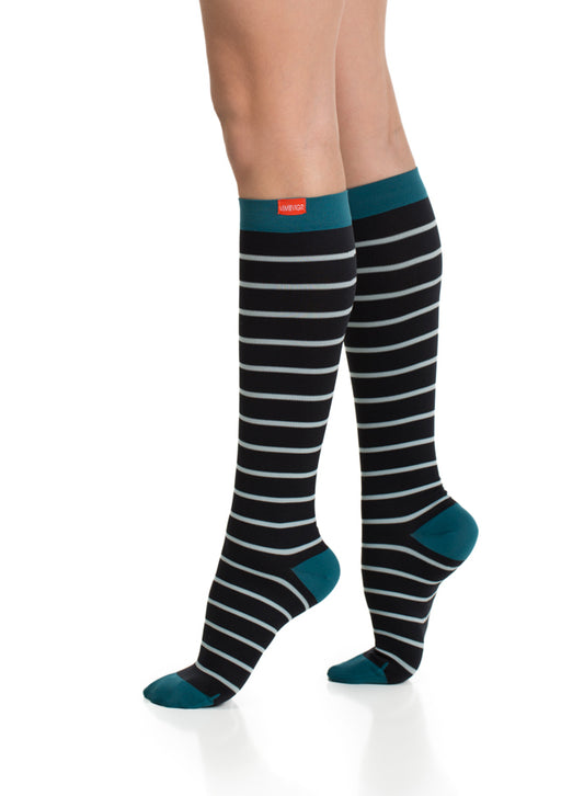 Vim & Vigr Graduated Compression Socks Nylon - Green and Black Stripes