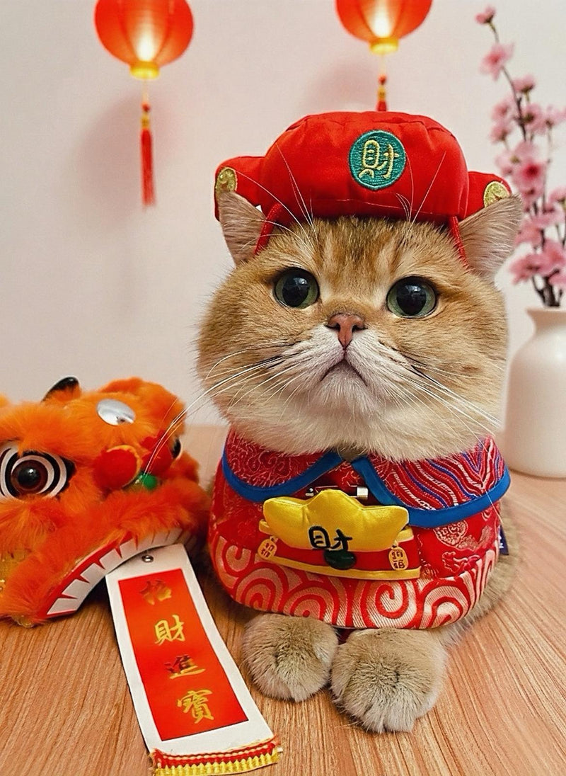 MOMOJI God of Wealth 財神 (Maroon Red) | LNY Hat + Neckwear Set